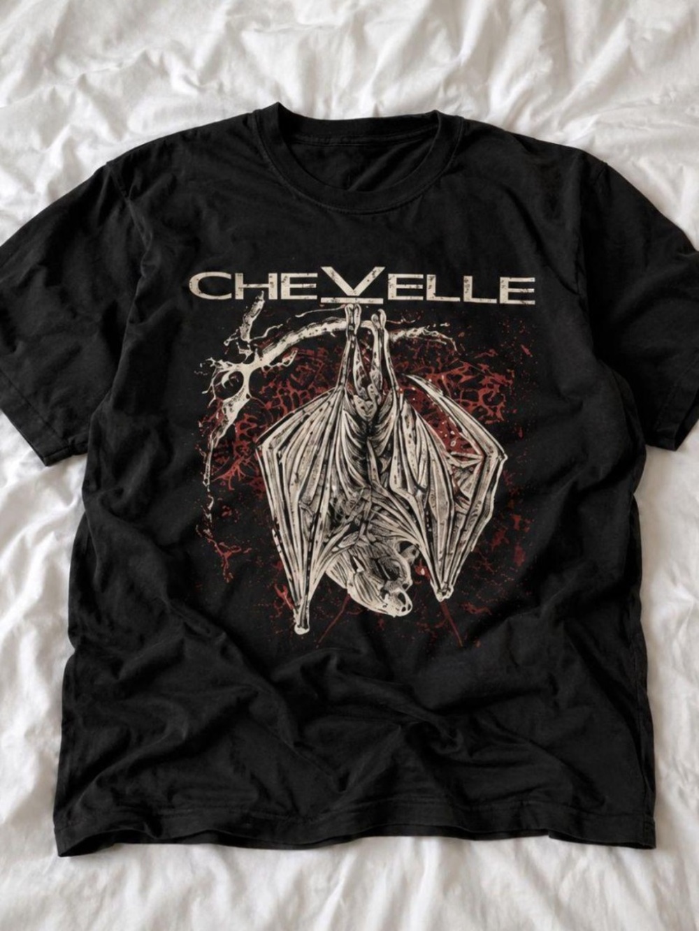 Men’s Black Short-Sleeve Graphic Tee - Bat Design